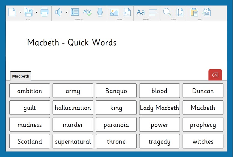 Macbeth 7 - Quick Words Word Bank