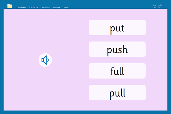 Practise spelling common exception words with Clicker-2