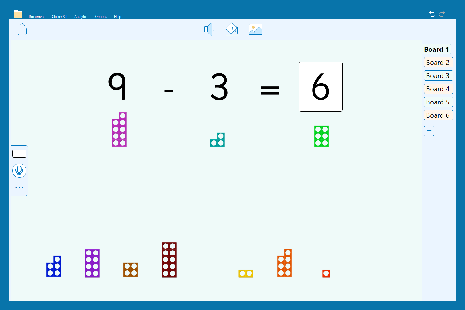 Calculating with number tiles and Clicker-6