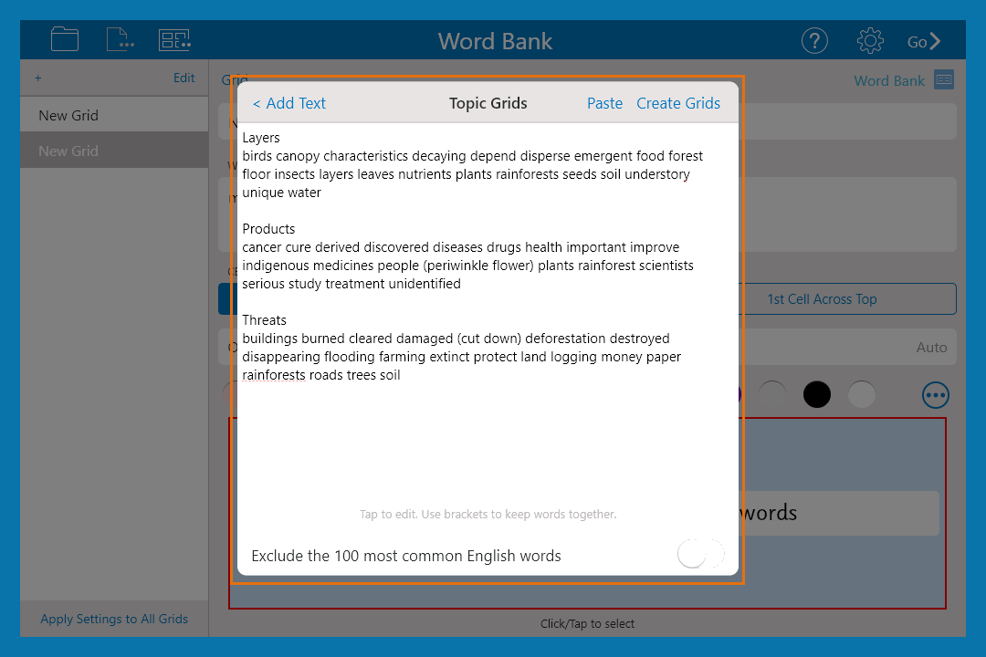 create a word bank