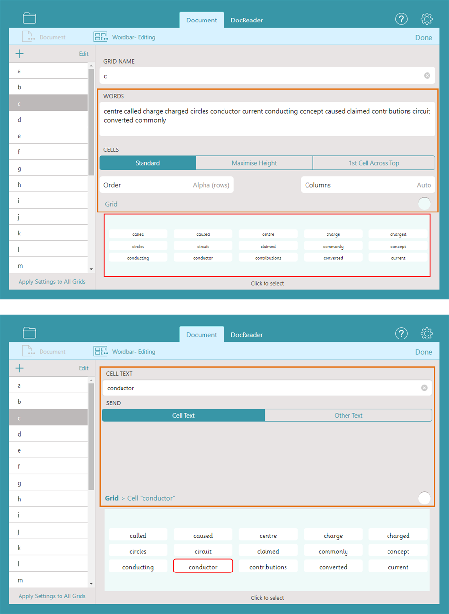 DocsPlus App Create and edit a Wordbar Crick Software